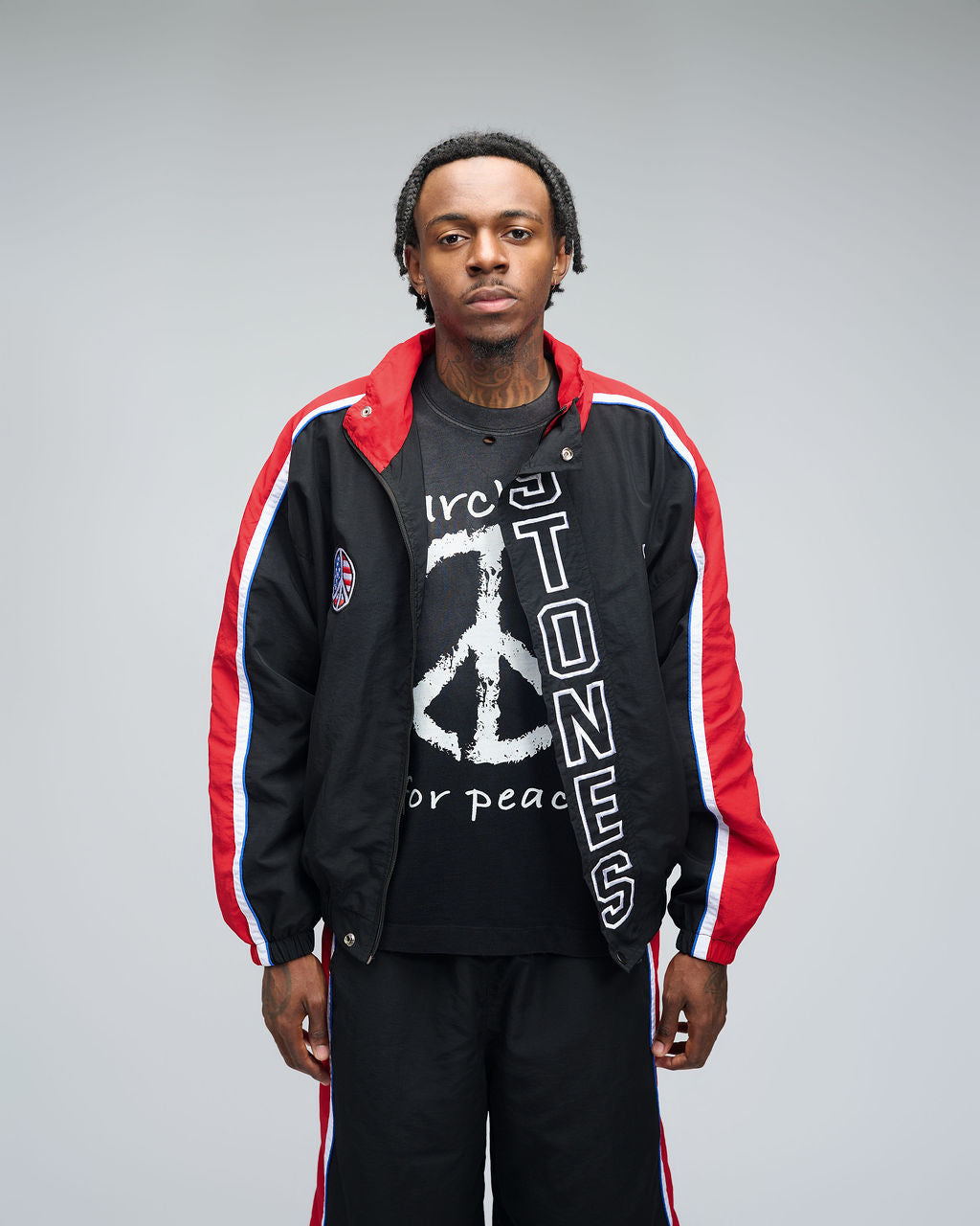 Nylon Peace Jacket - Black/Red