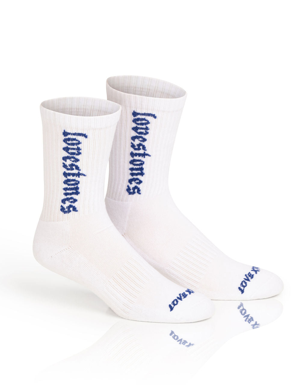 White/Blue Crew Socks