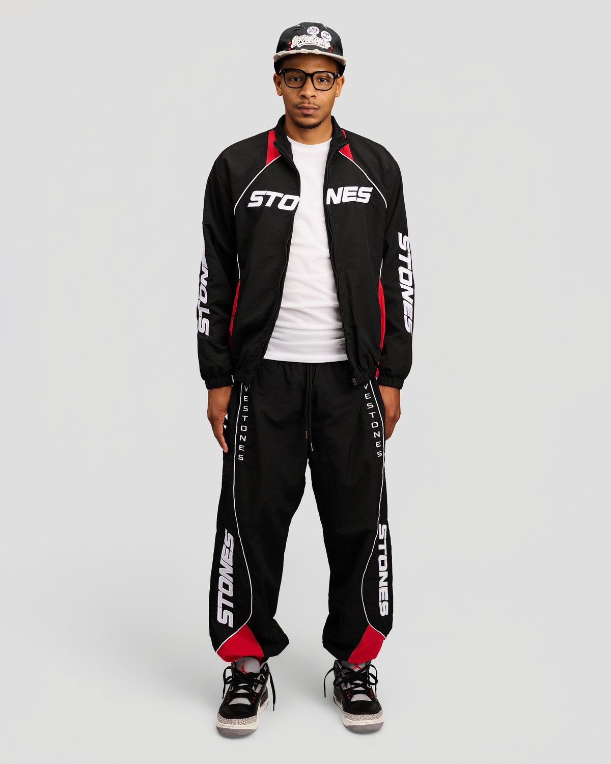 Freedom Nylon Jogging Set - Black/Red