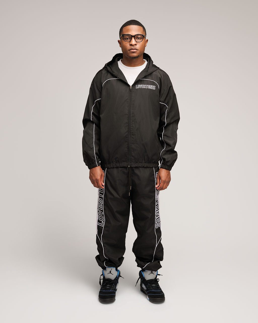 2 Tone Lovestones Windbreaker Set -  Black