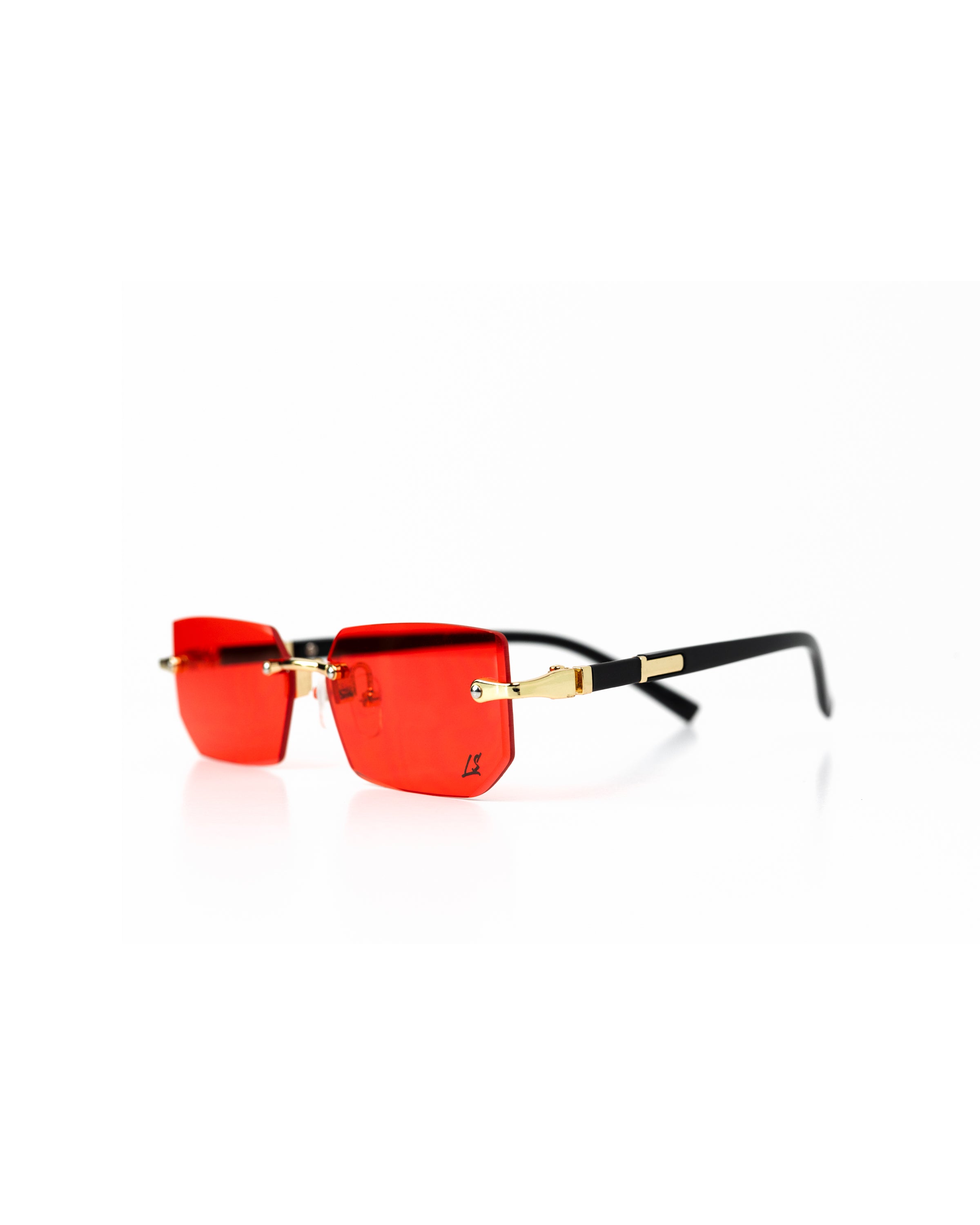 Sunglasses - Gold Detail & Red Gradient Lens