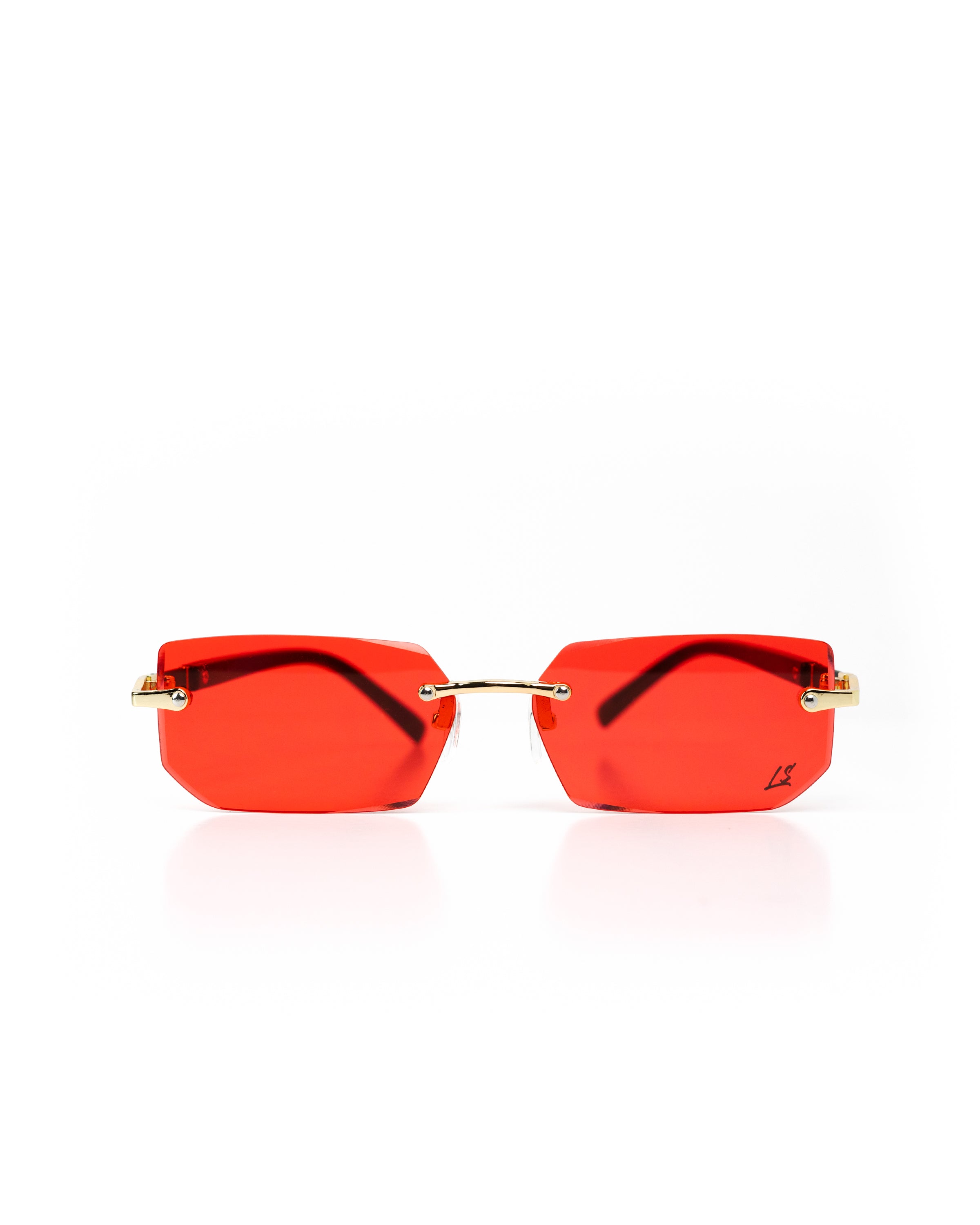 Sunglasses - Gold Detail & Red Gradient Lens