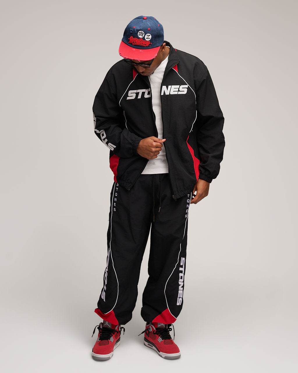 Freedom Nylon Jogging Set - Black/Red