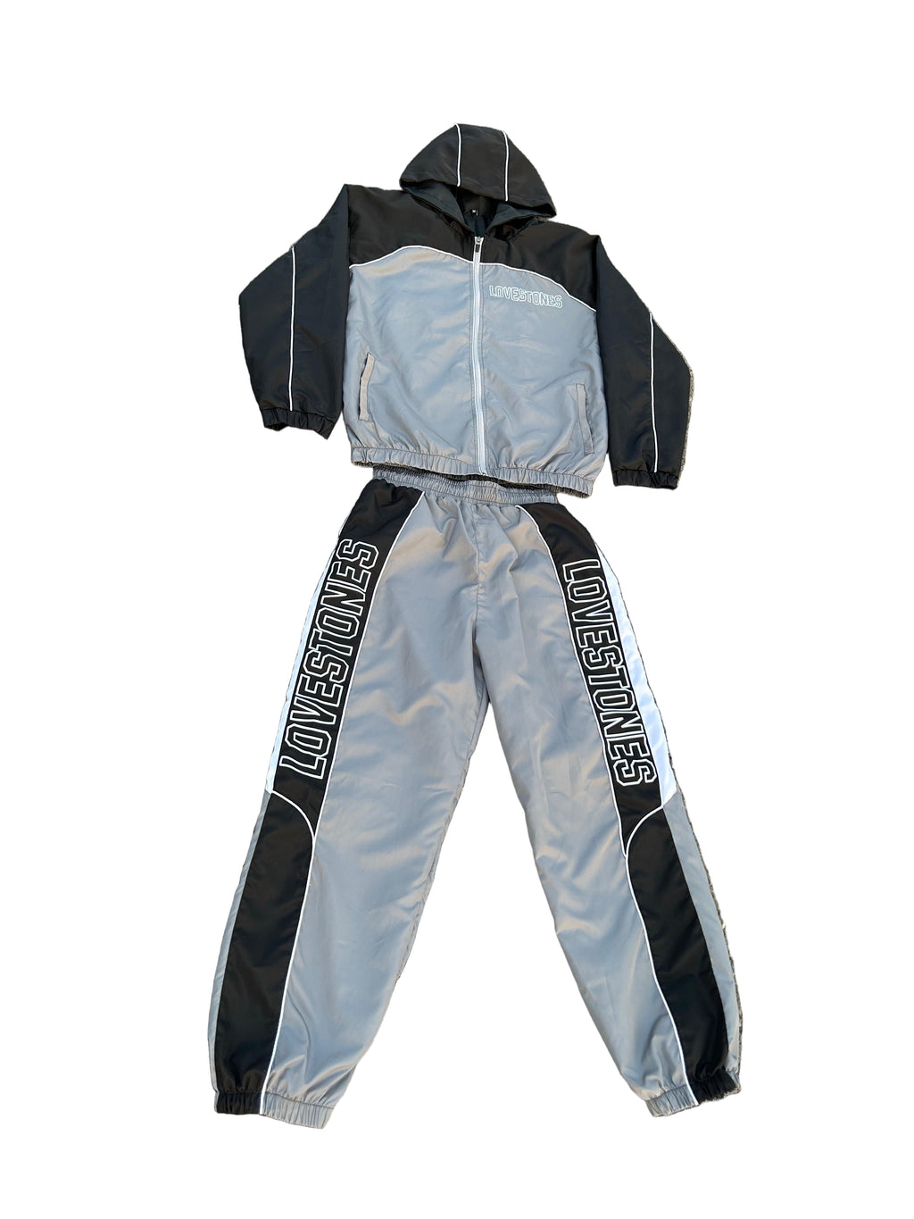 2 Tone Lovestones Windbreaker Set - Grey & Black