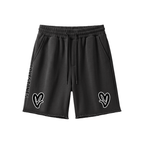 Double Heart LS Shorts - Black & White