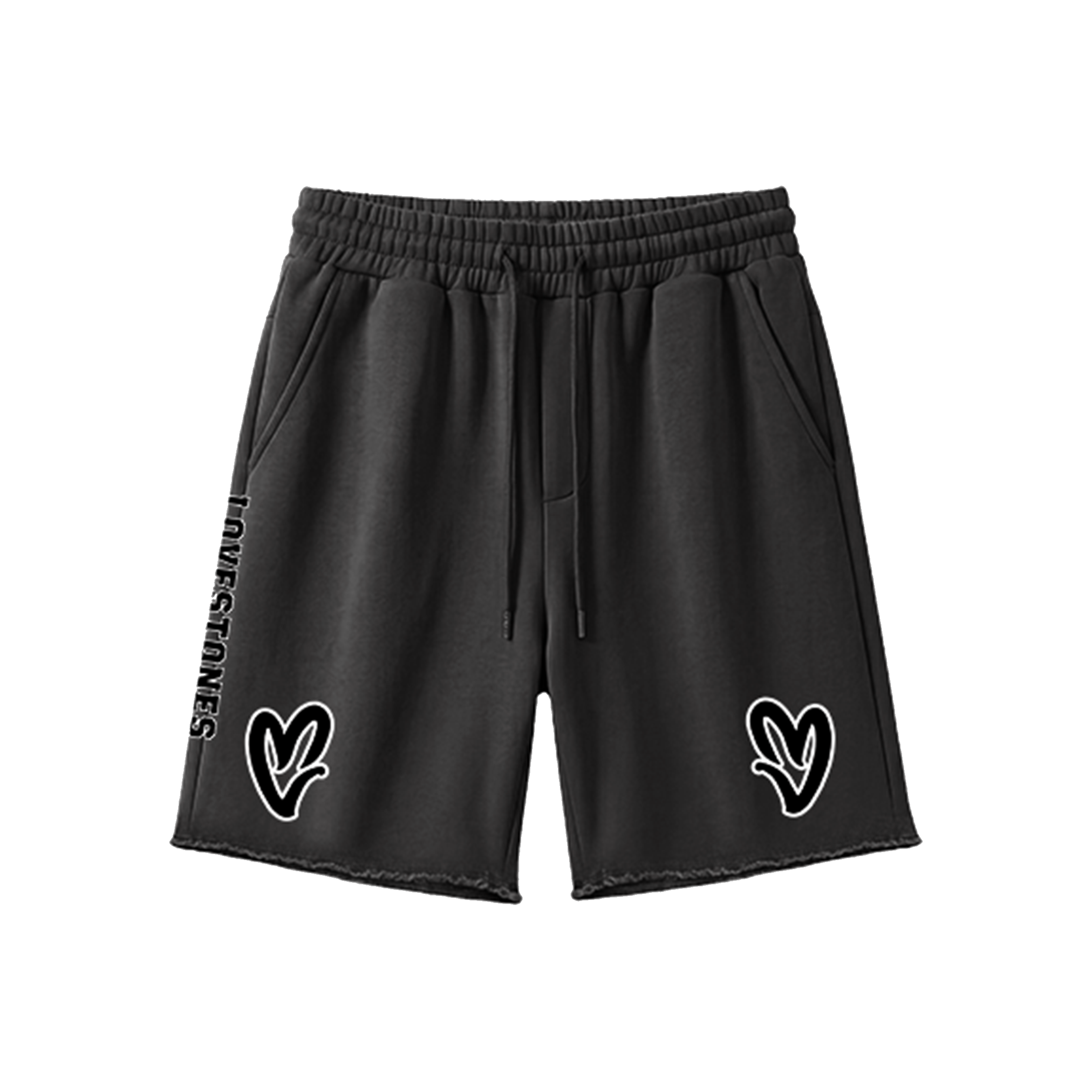Double Heart LS Shorts - Black & White