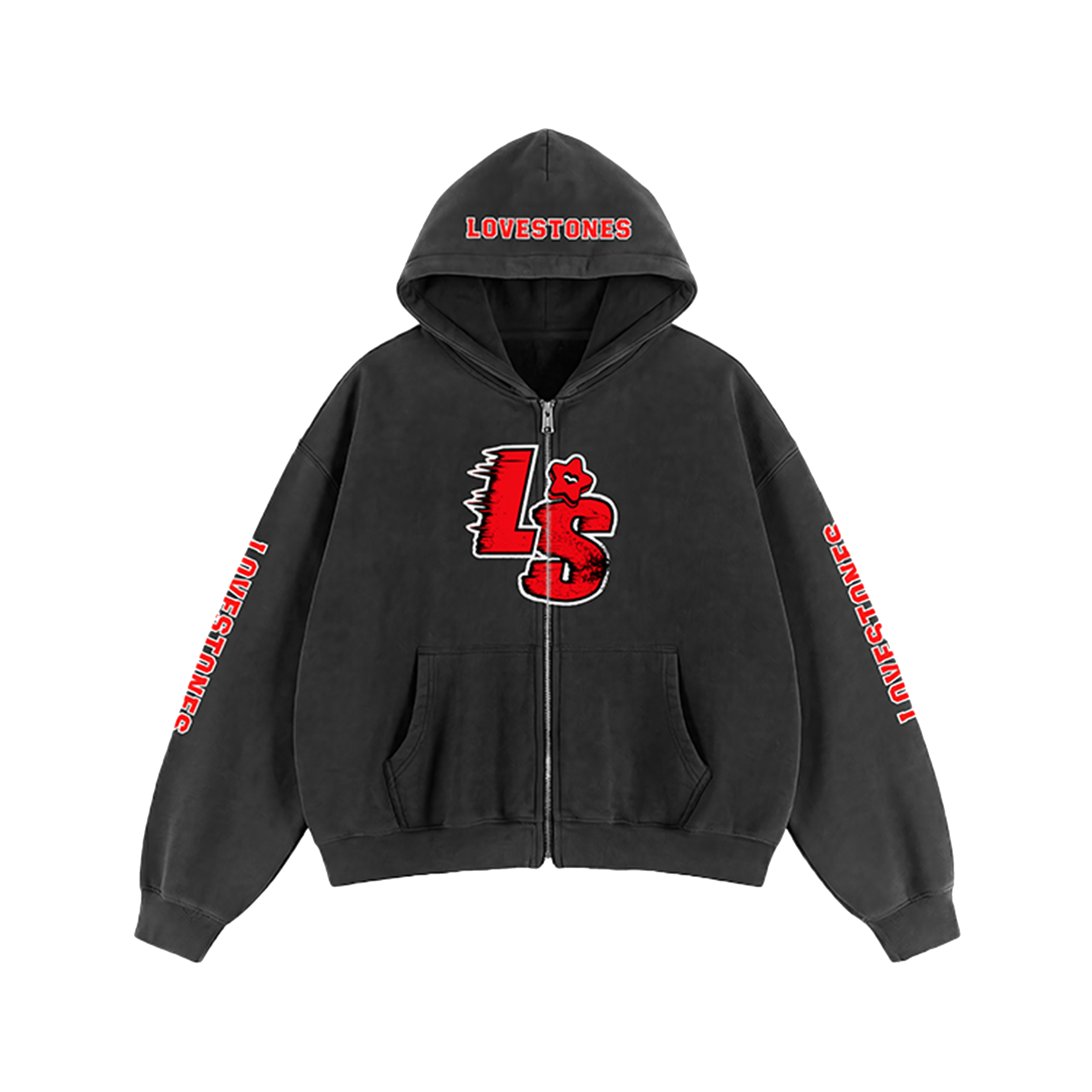 Double Heart LS Jacket - Black & Red