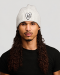 White Chenille White Heart Knit Beanie