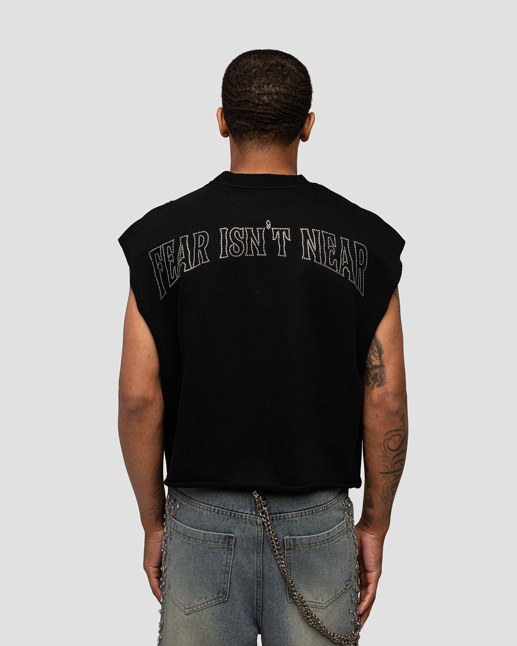 Paradise Cactus Rhinestones Sleveless Shirt - Black