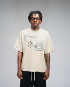 Peace LS Distress T-Shirt - White
