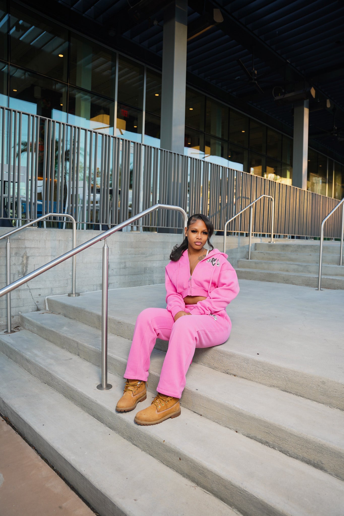 Women Lovestones Rhinestones Heart Set - Pink