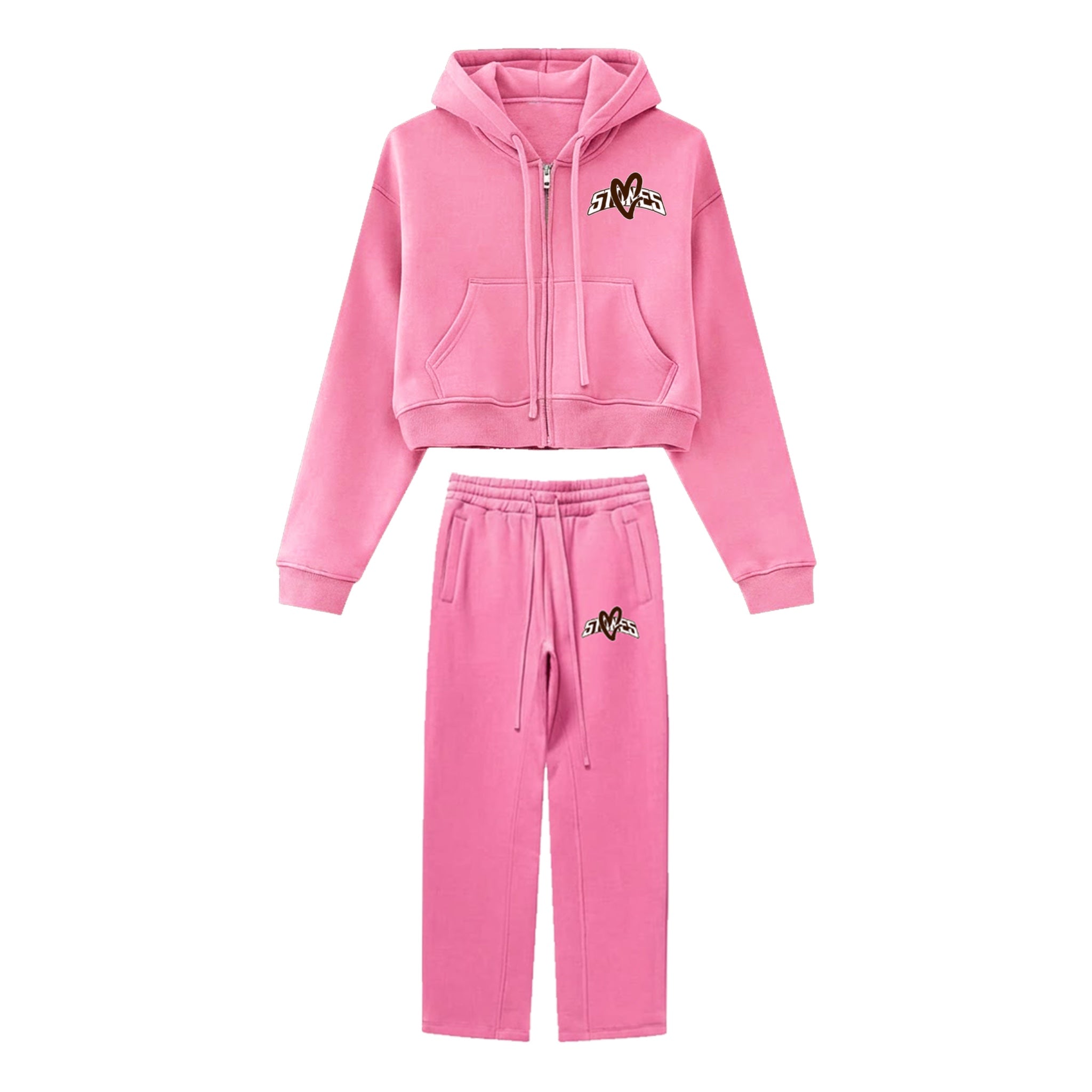 Women Lovestones Rhinestones Heart Set - Pink