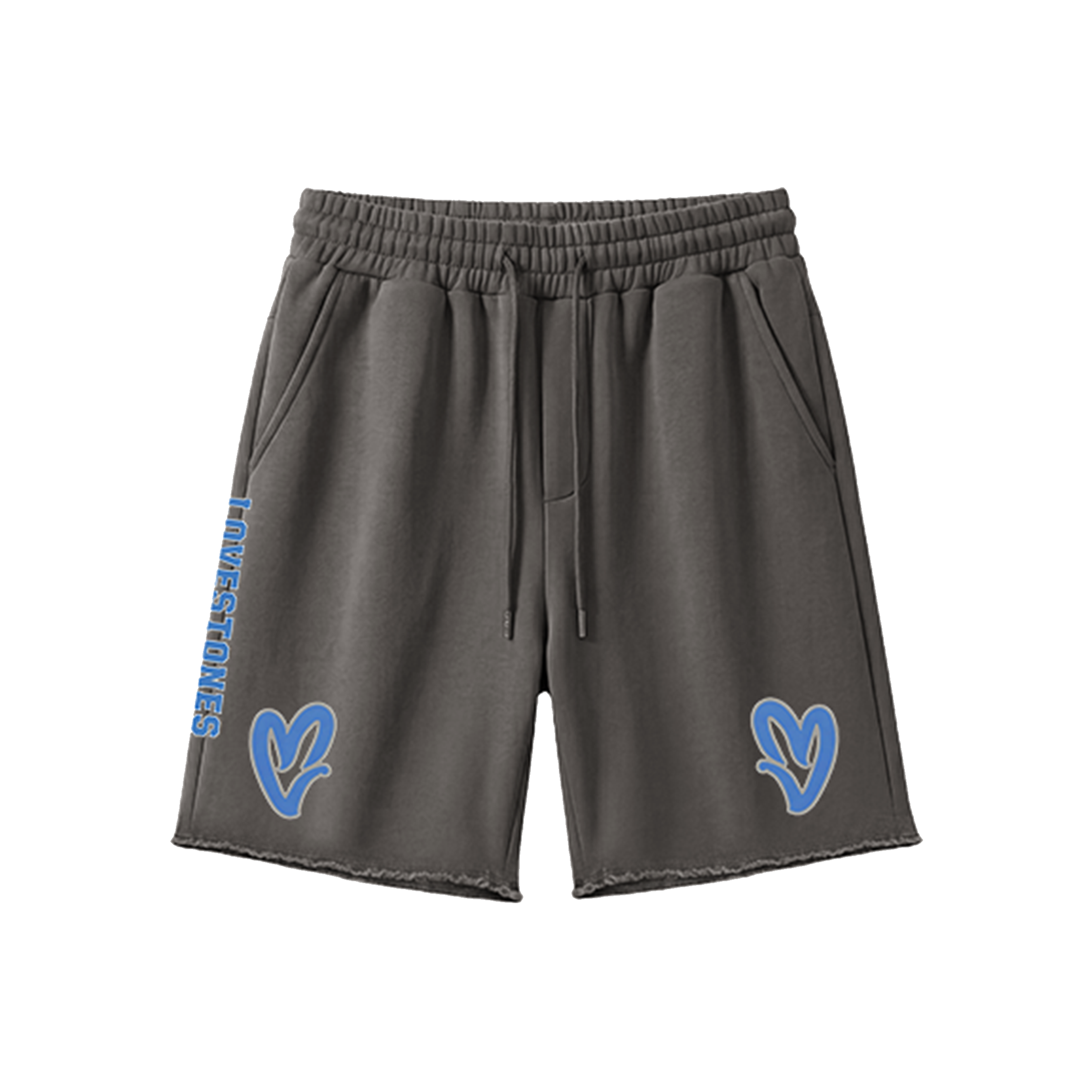Double Heart LS Shorts - Grey & Light Blue