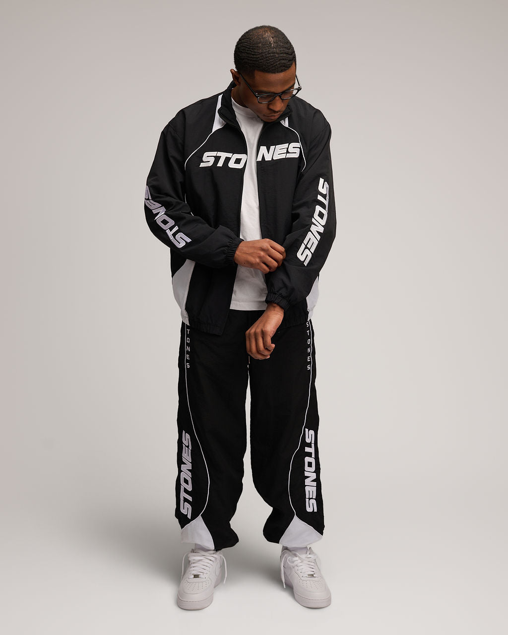 Freedom Nylon Jogging Set - Black/White