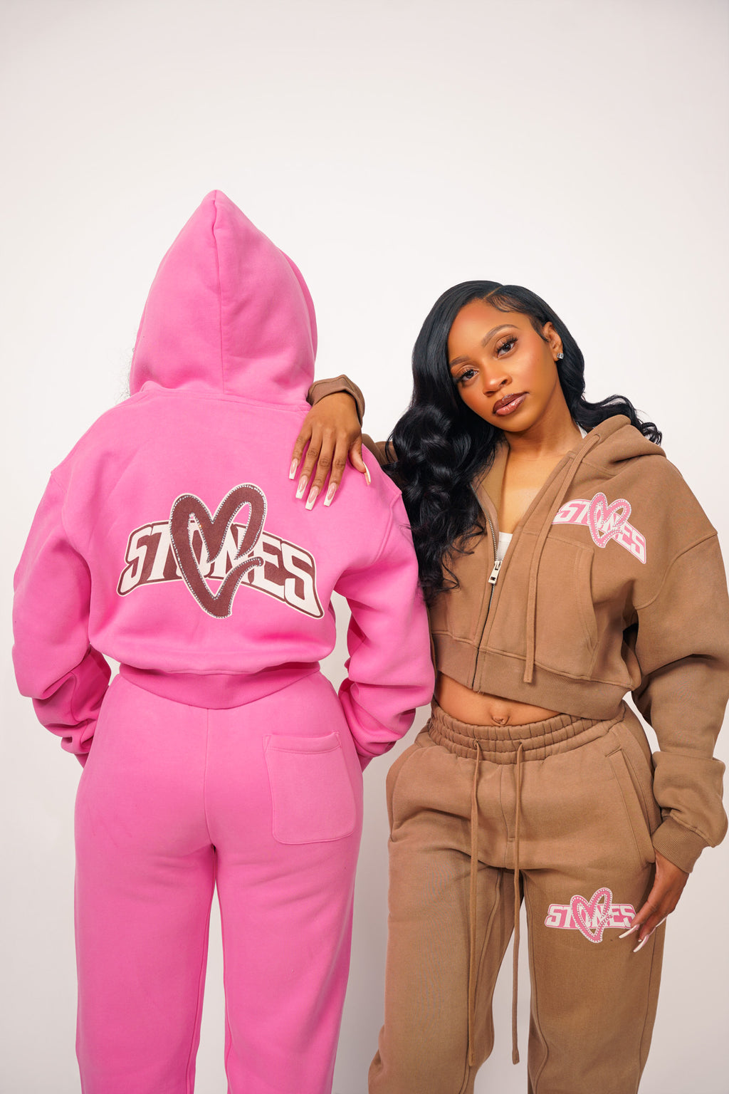 Women Lovestones Rhinestones Heart Set - Pink