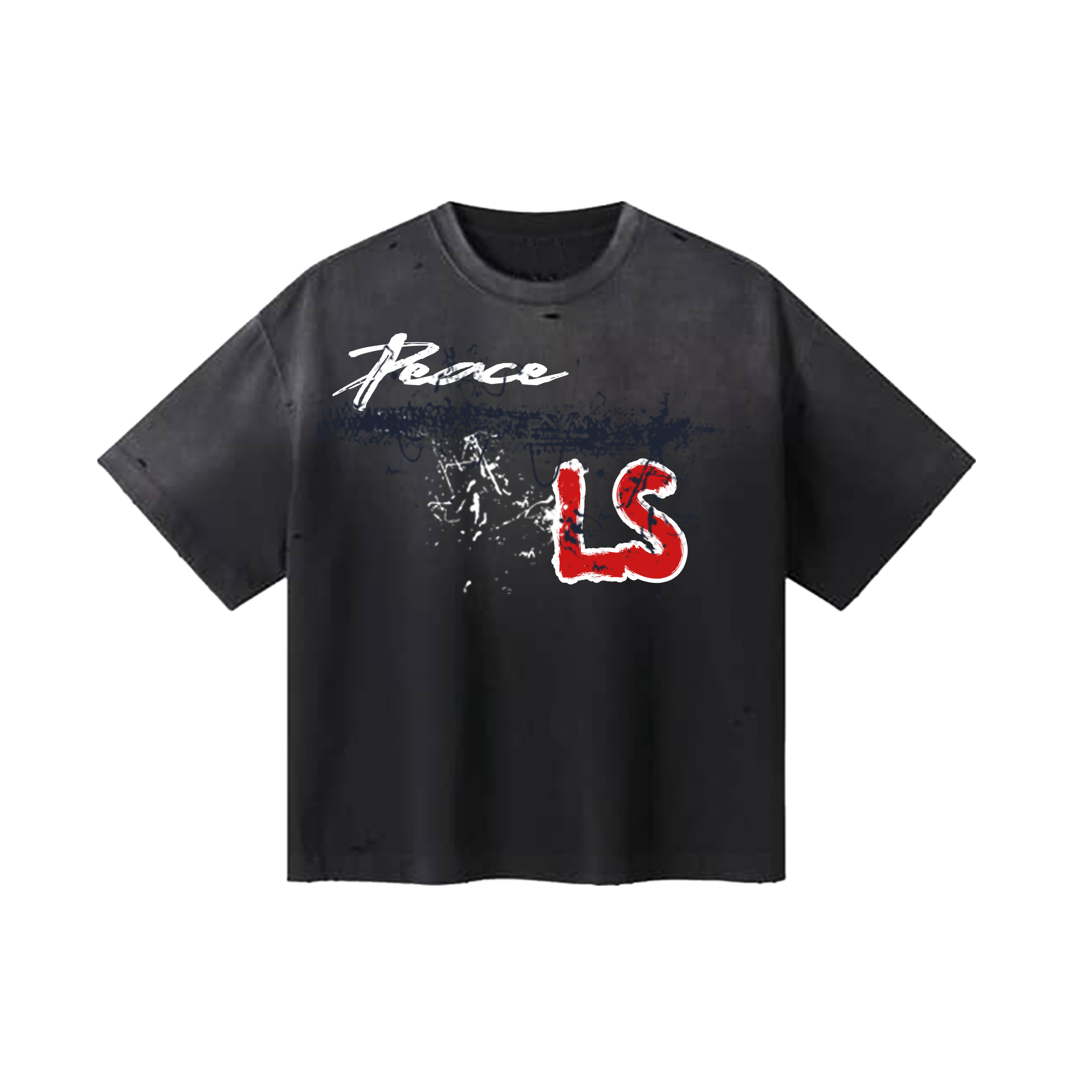 Peace LS Distress T-Shirt - Black