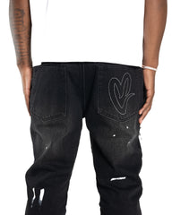 Men's - 201 Black Oil Flared Jeans