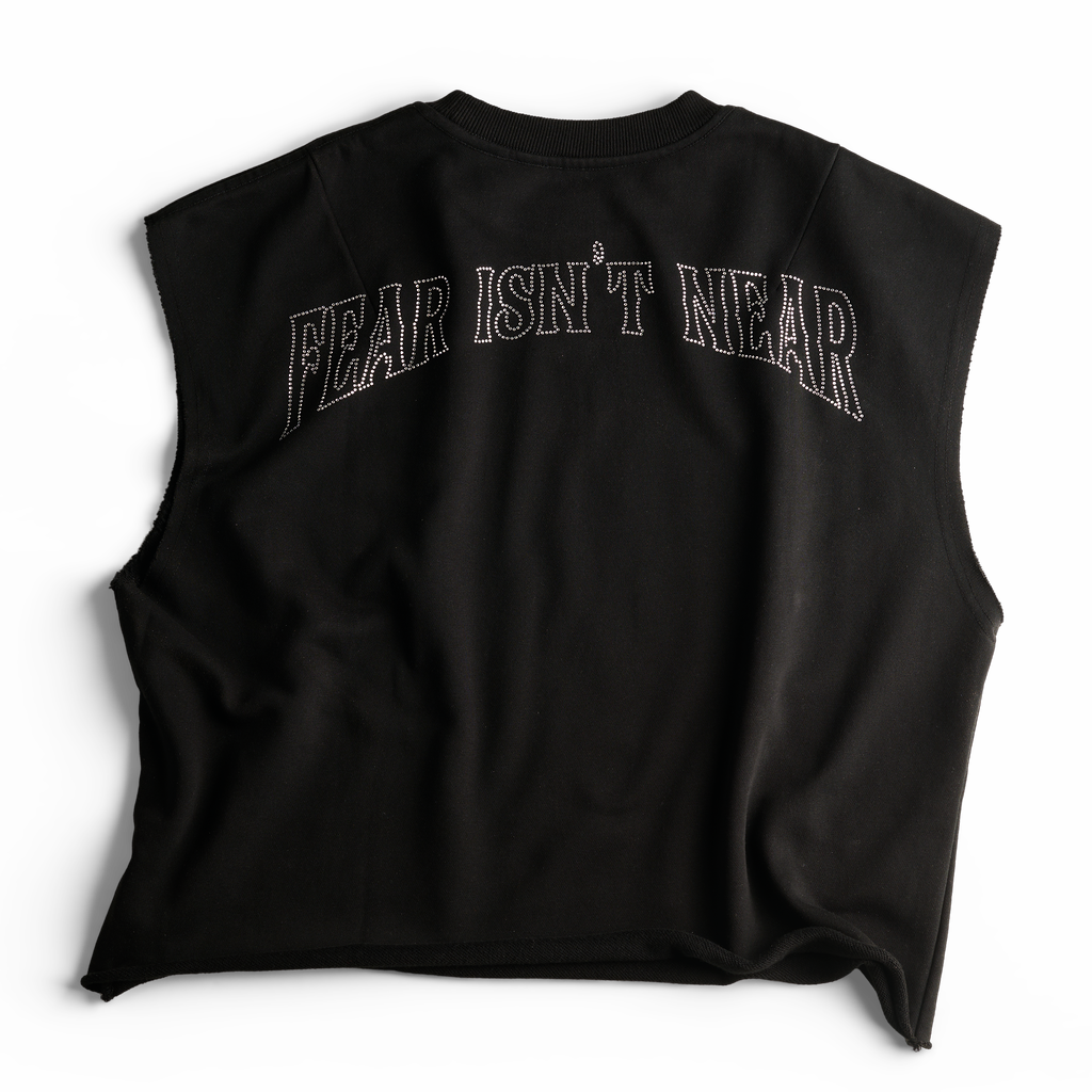 Paradise Cactus Rhinestones Sleveless Shirt - Black