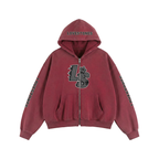 Double Heart LS Jacket - Burgundy & Grey