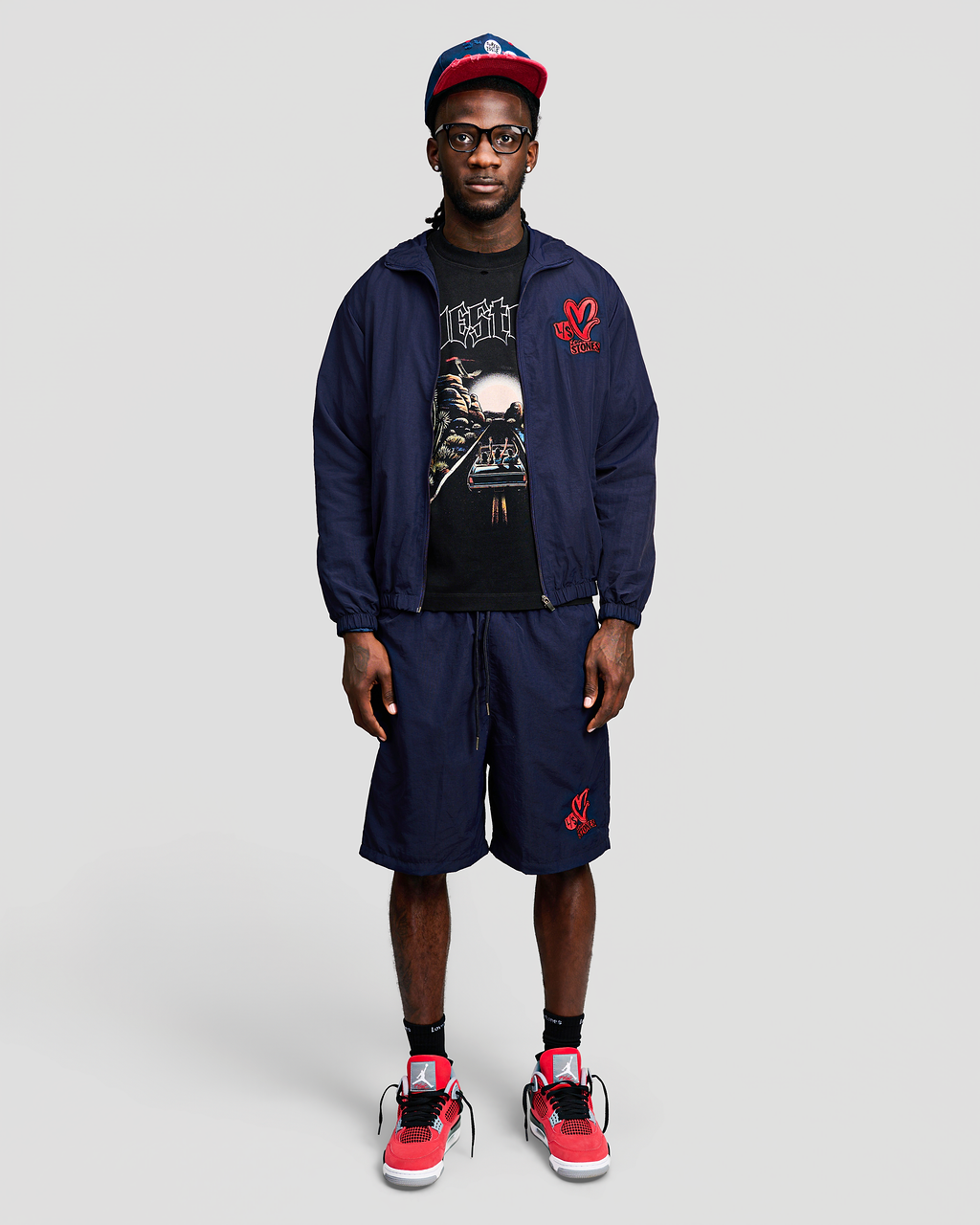 Nylon Triple Logo Set- Navy Blue