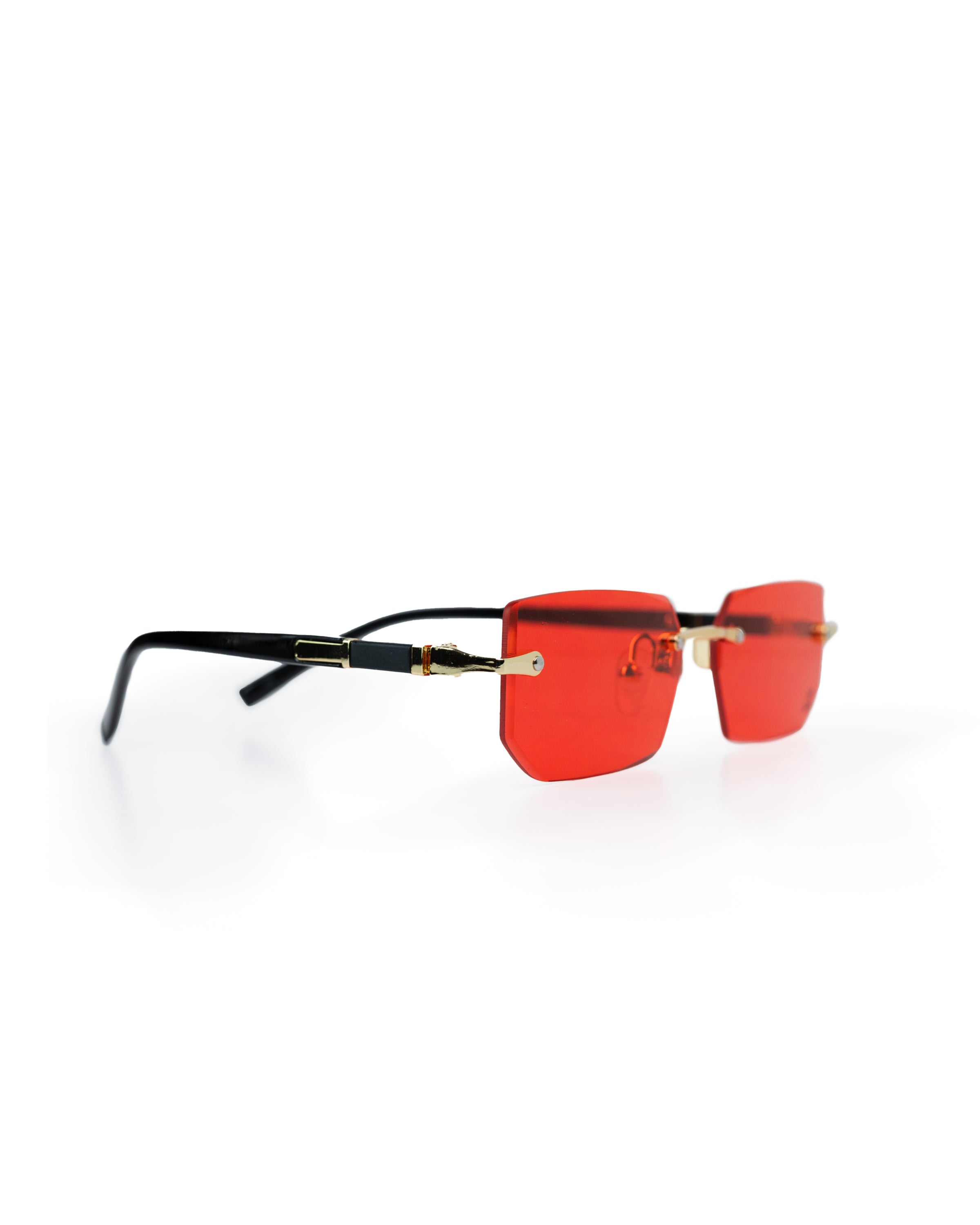 Sunglasses - Gold Detail & Red Gradient Lens