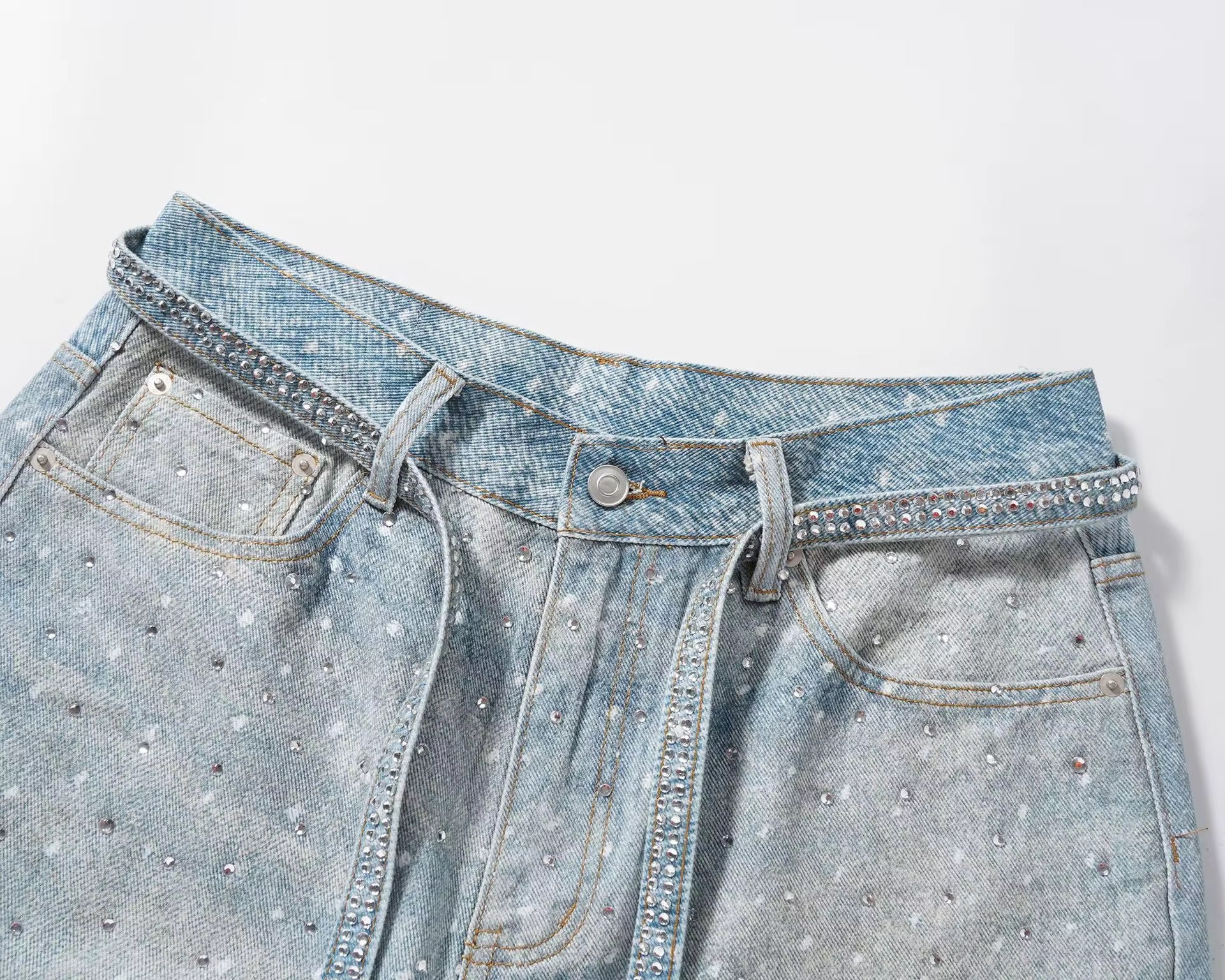 Paradise Rhinestones Jorts - Blue