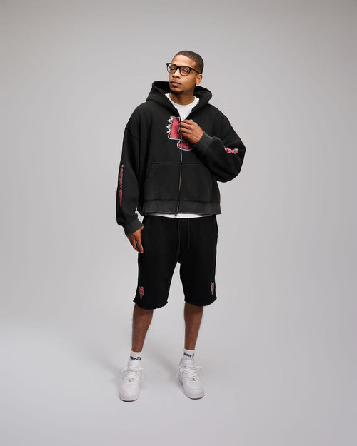 Double Heart LS Jacket - Black & Red
