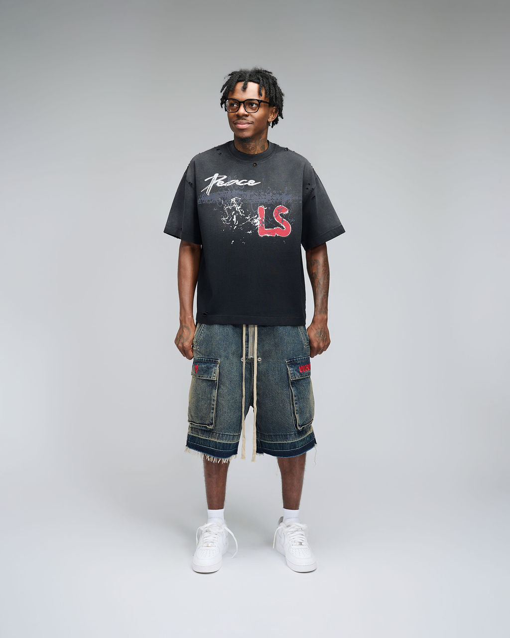 Lovestones  Blue Denim Cargo Shorts