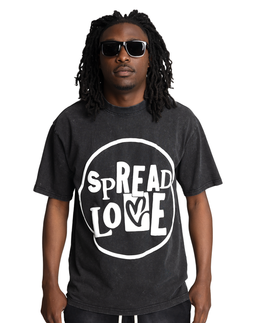 Spread the Love Acid Wash T-Shirt - Grey