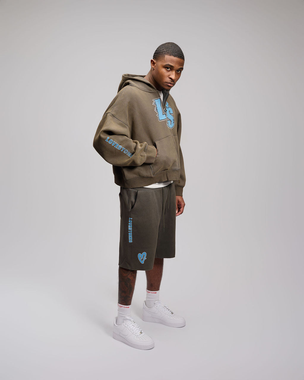 Double Heart LS Jacket - Grey & Light Blue