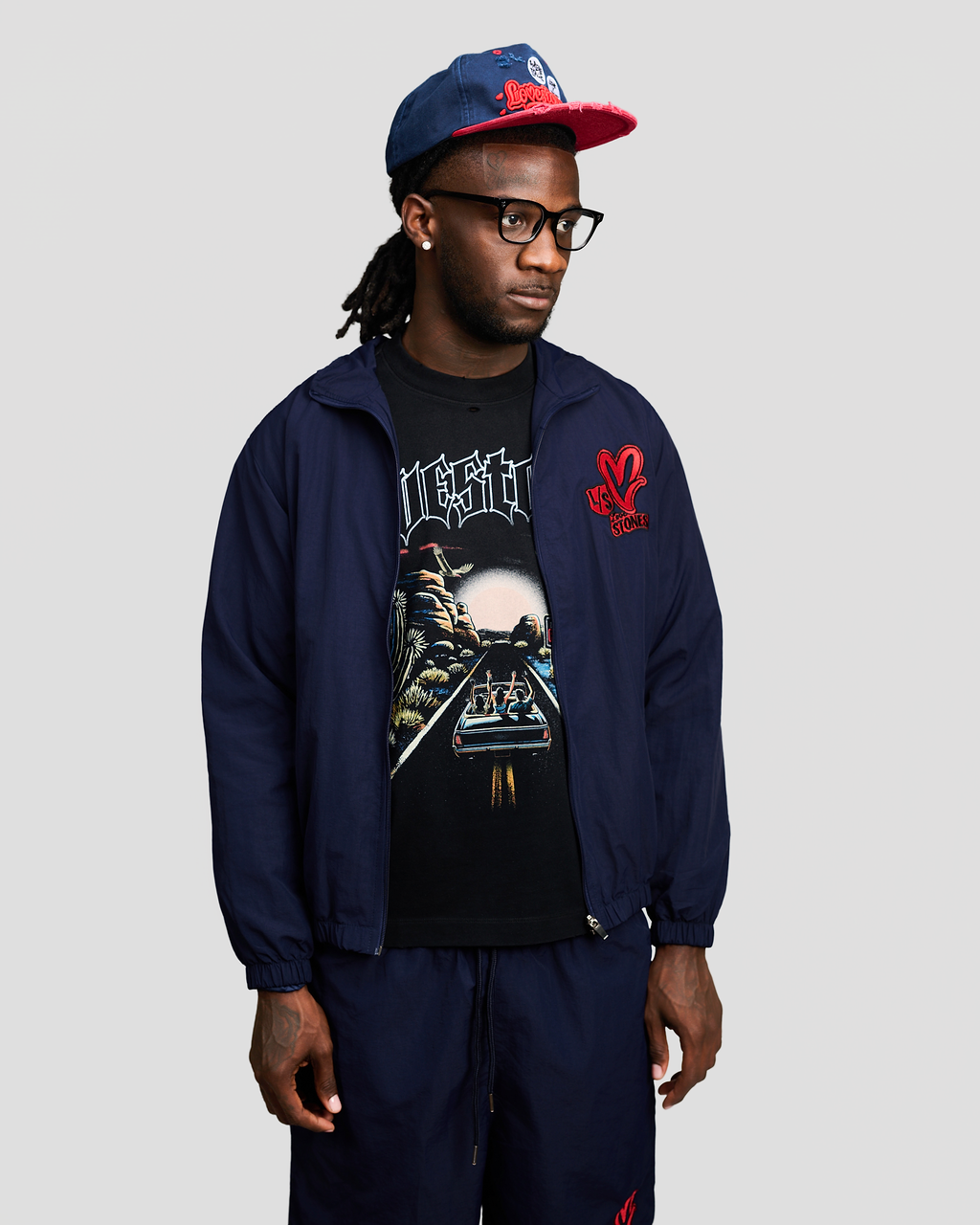 Nylon Triple Logo Set- Navy Blue