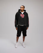 Double Heart LS Shorts - Black & Red