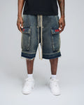 Lovestones  Blue Denim Cargo Shorts