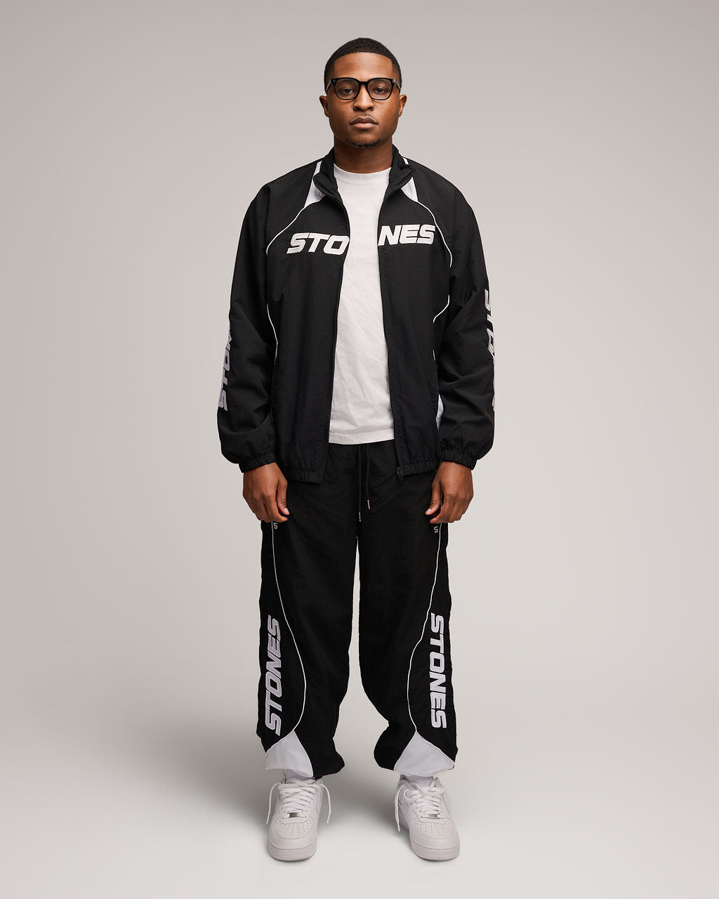 Freedom Nylon Jogging Set - Black/White