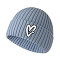 Sky Blue Chenille White Heart Knit Beanie
