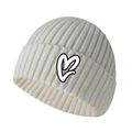 White Chenille White Heart Knit Beanie