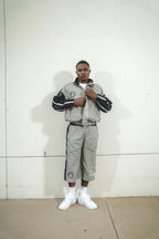 3/4 Nylon Peace Shorts - Black/Grey