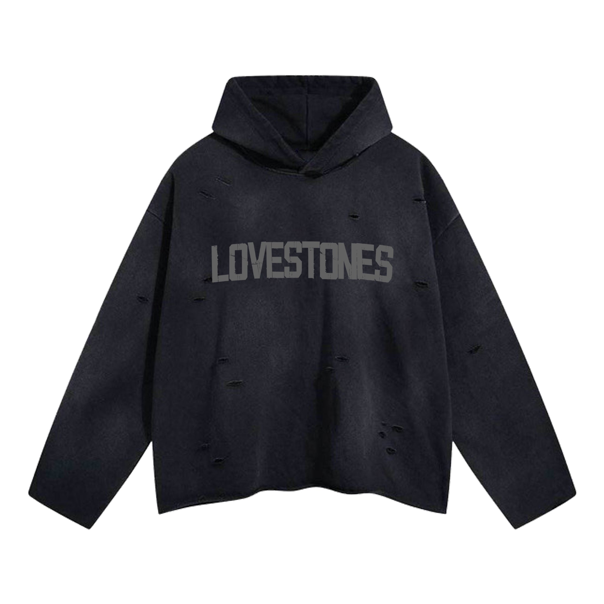 Stones Mountain Distressed Hoodie - Grey