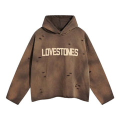 "Coming Soon" Stones Mountain Distressed Hoodie - Cream