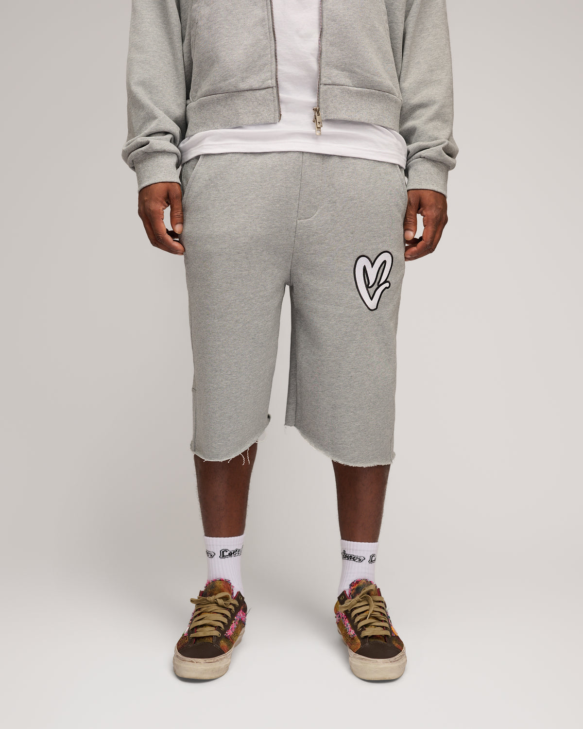 Staple 3/4 Heart Shorts - Grey