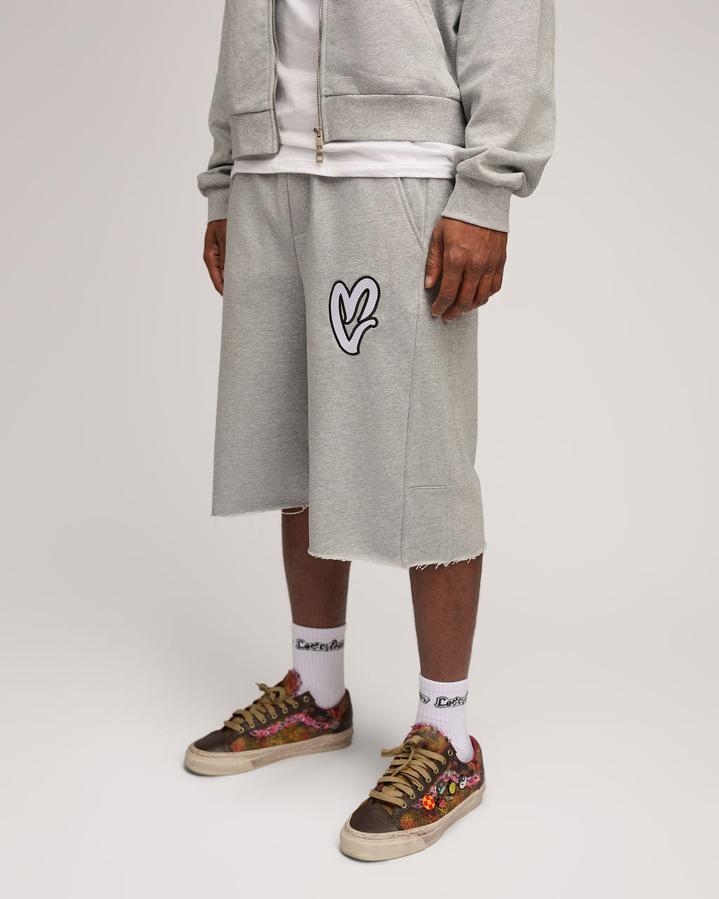Staple 3/4 Heart Shorts - Grey