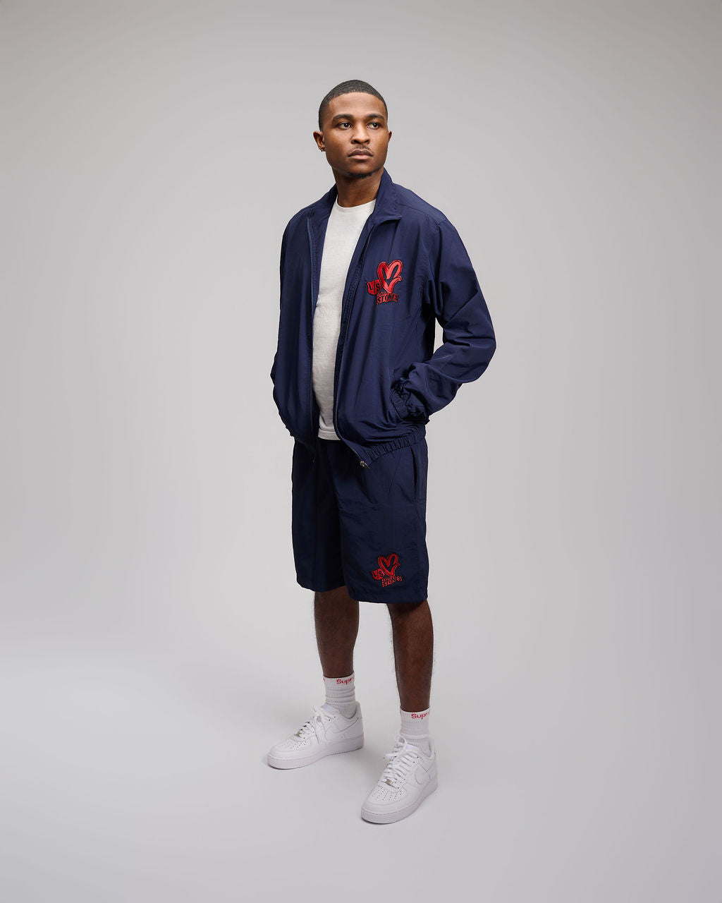 Nylon Triple Logo Set- Navy Blue
