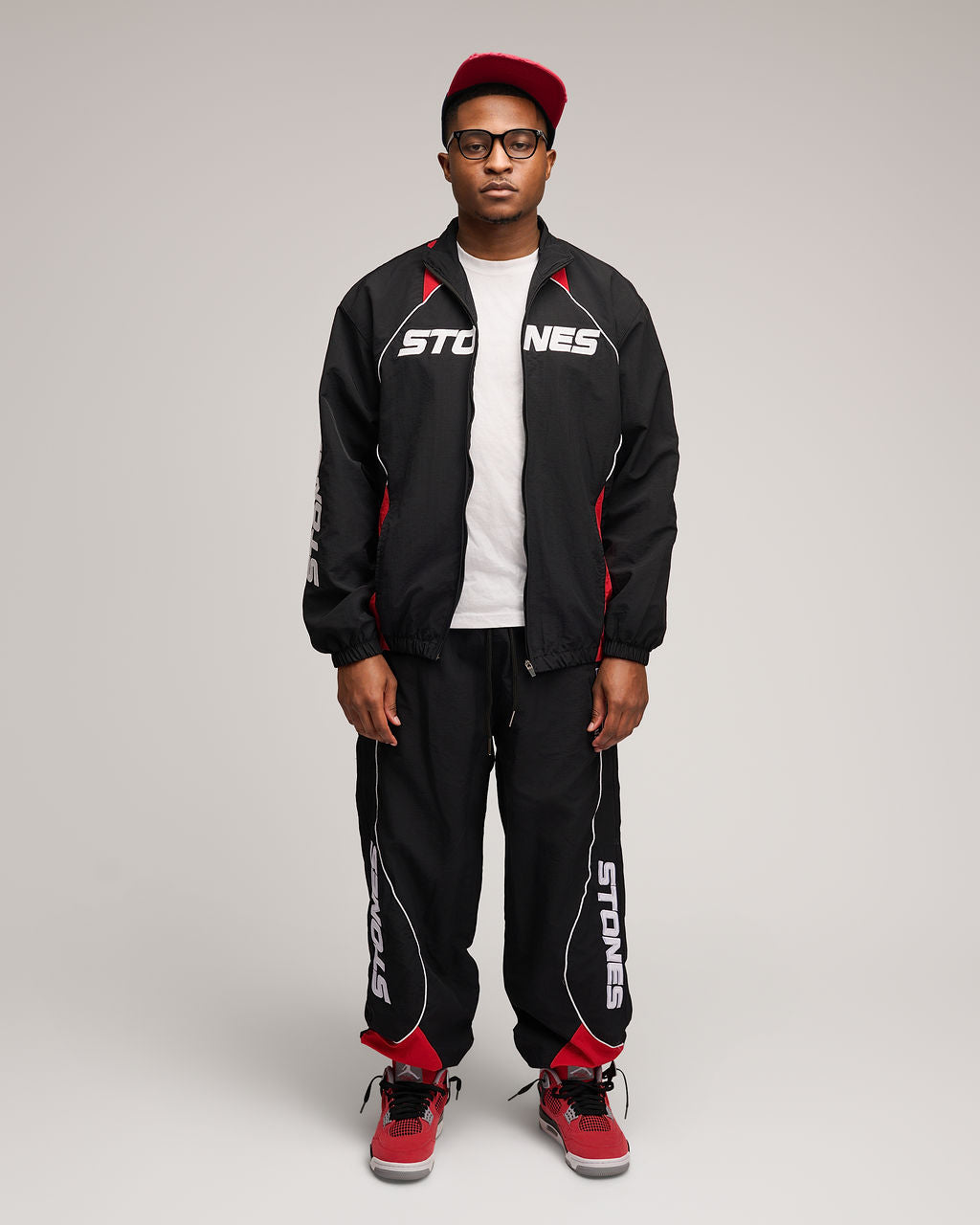Freedom Nylon Jogging Set - Black/Red
