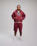 Double Heart LS Jacket - Burgundy & Grey