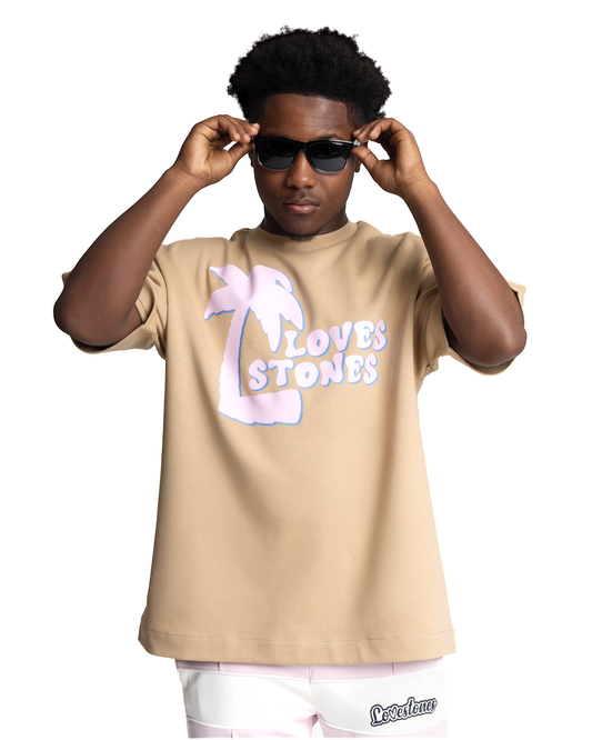 "Limited" Loves Stones Palms T-Shirt - Tan