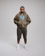 Double Heart LS Shorts - Grey & Light Blue