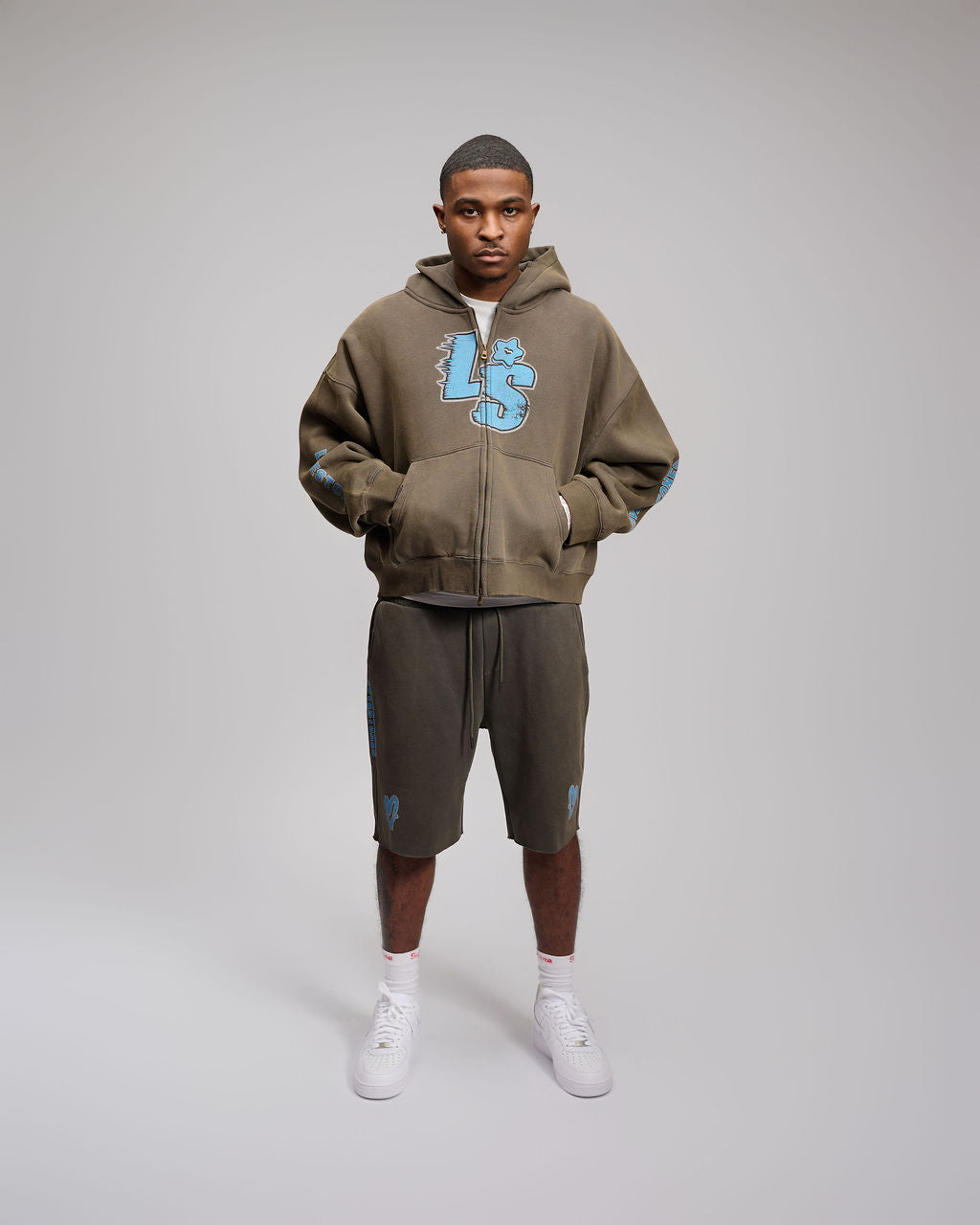 Double Heart LS Jacket - Grey & Light Blue