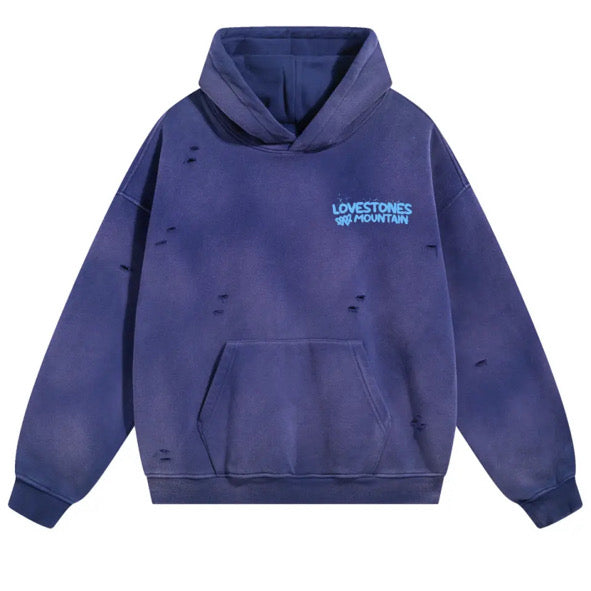 “Limited” Stones Mountain Distressed Hoodie - Legend Blue