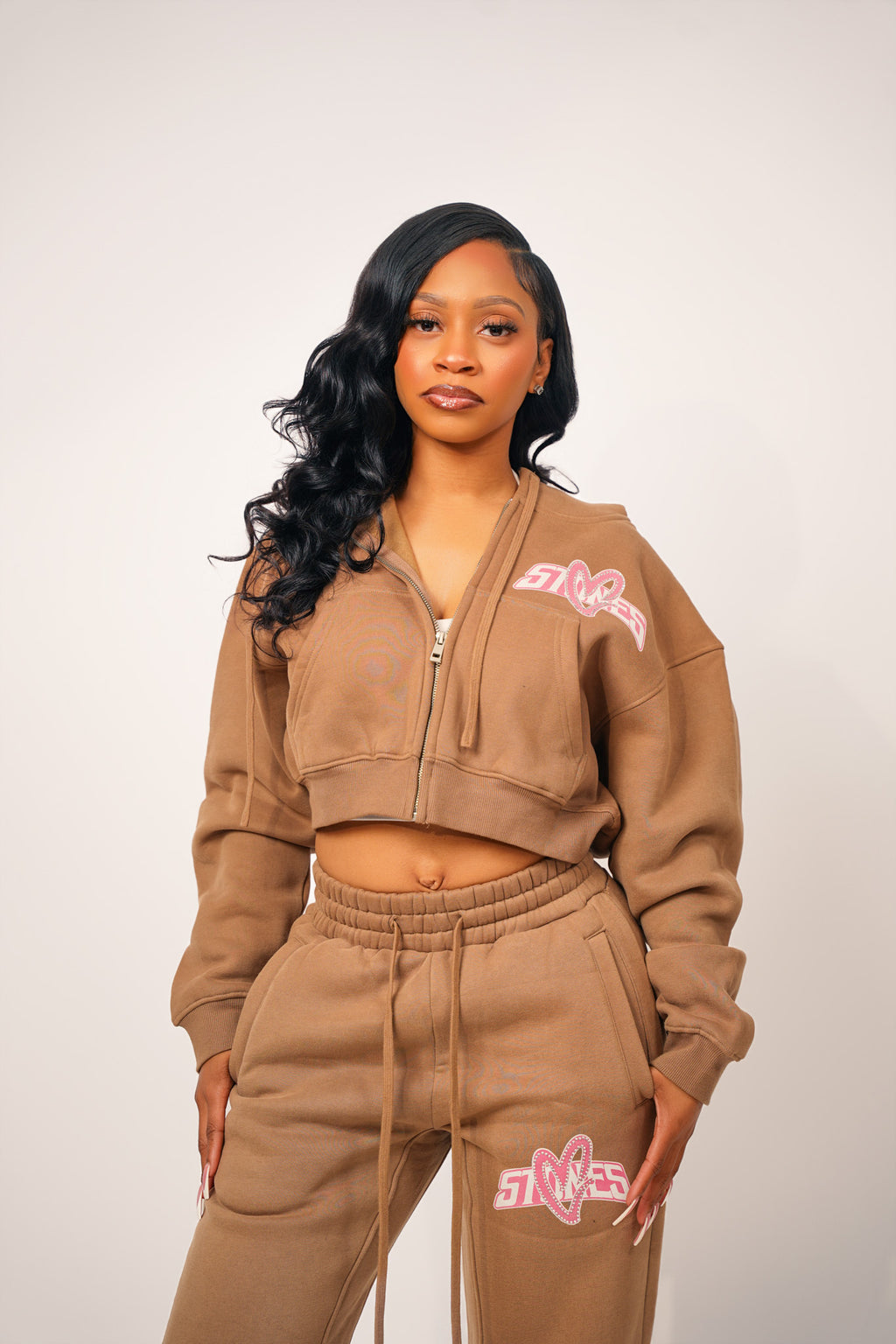 Women Lovestones Relaxed Rhinestones Set - Tan