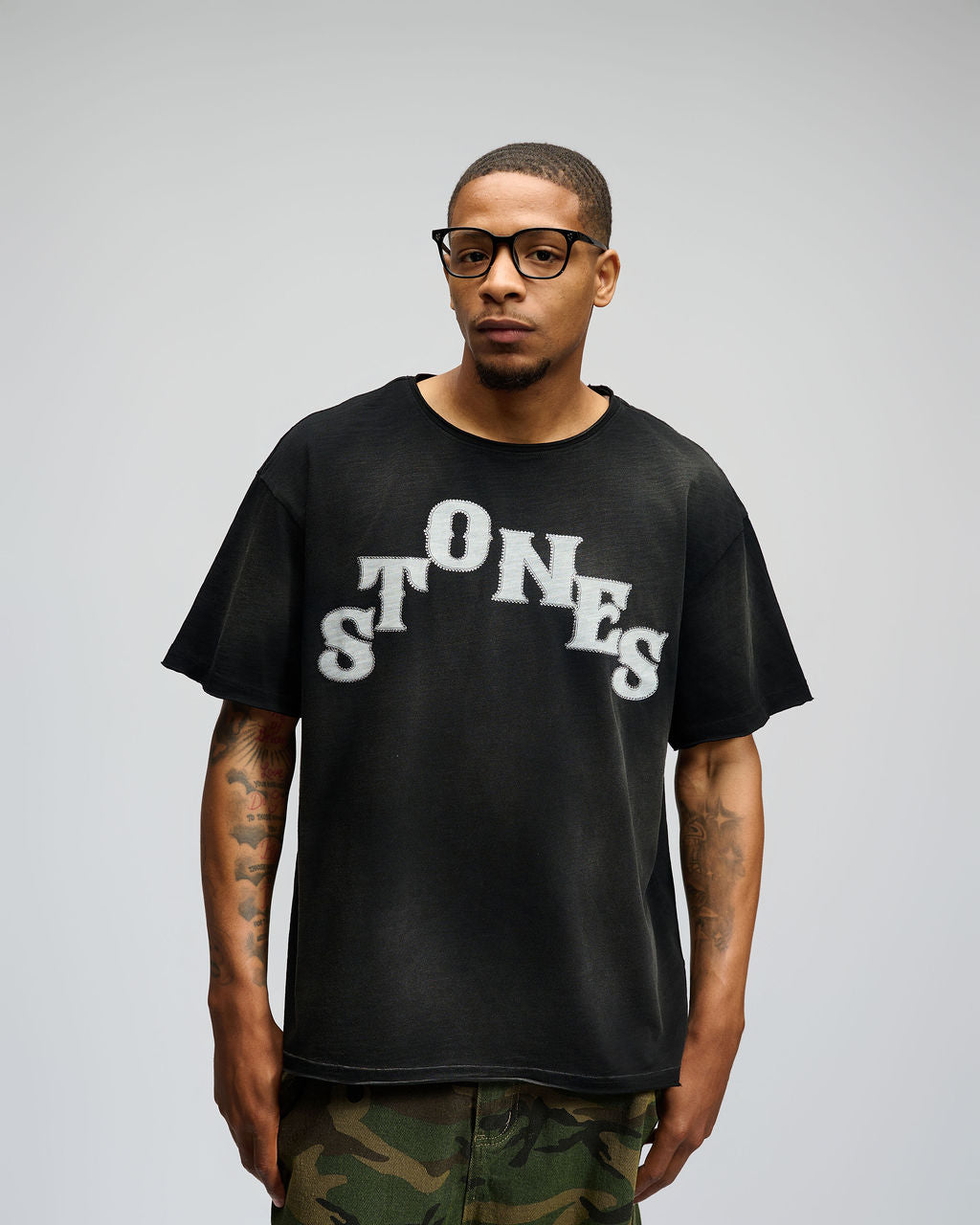 Stones Rhinestones T-Shirt - Acid Wash